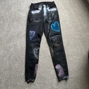Women’s Painted black ripped American Eagle jeans